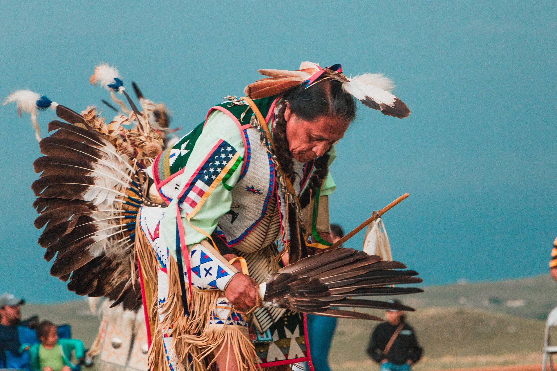 Native American Dancing Wearing Headdress